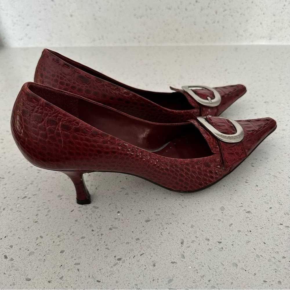 BCBGirls Burgundy Croc Embossed Pointed Toe Kitte… - image 8