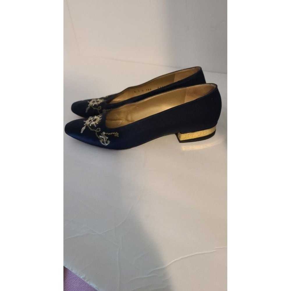 ST. JOHN Vintage Blue Satin Block Heel Shoes size… - image 1