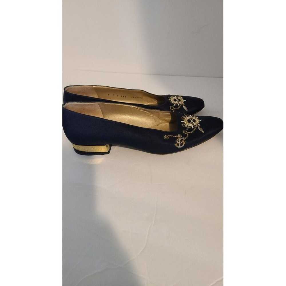 ST. JOHN Vintage Blue Satin Block Heel Shoes size… - image 2