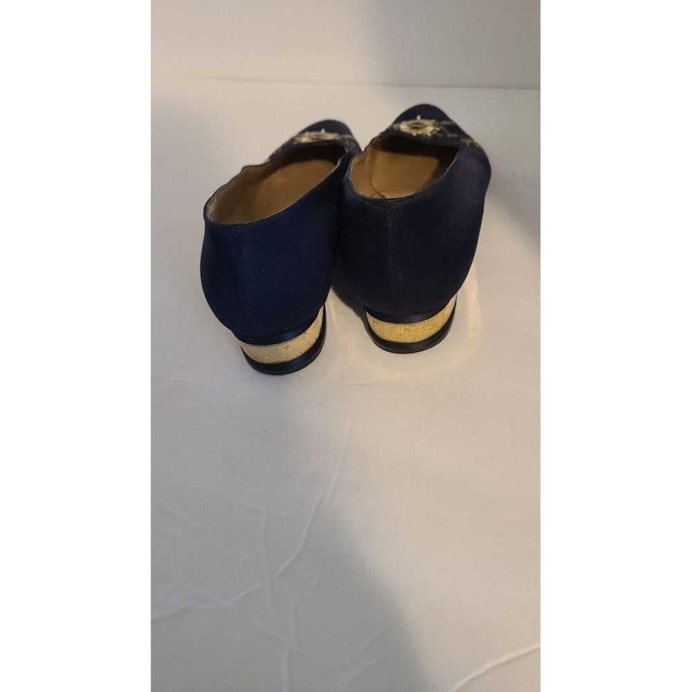 ST. JOHN Vintage Blue Satin Block Heel Shoes size… - image 5