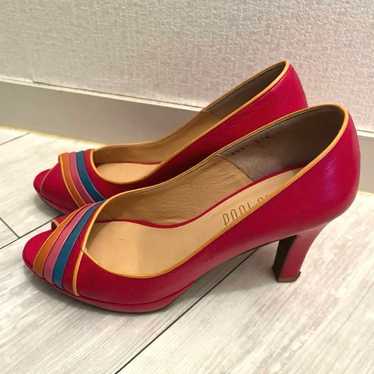 POOL SIDE Open-Toe Pumps Showa Retro Red Vintage S