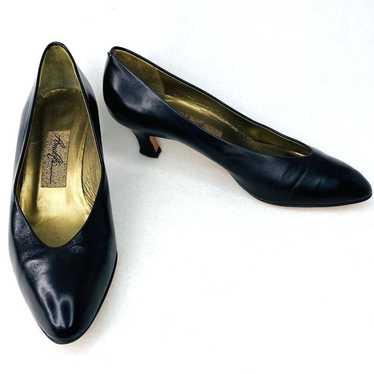 Vintage Amalfi Pumps Dahlia Black 6.5 Leather Ital