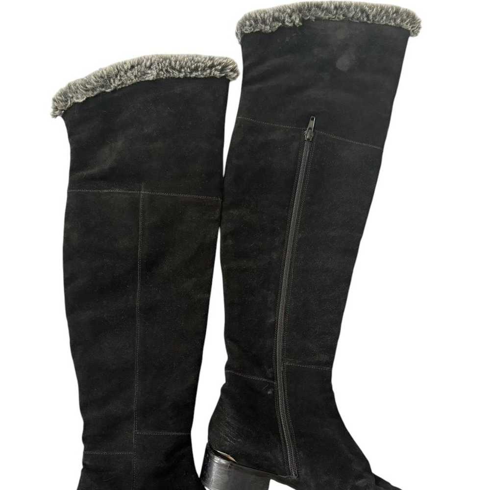 Aquatalia Black suede knee-high boots with real f… - image 3