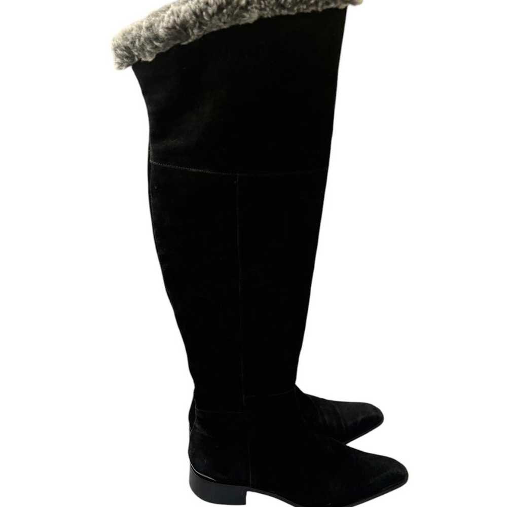 Aquatalia Black suede knee-high boots with real f… - image 5