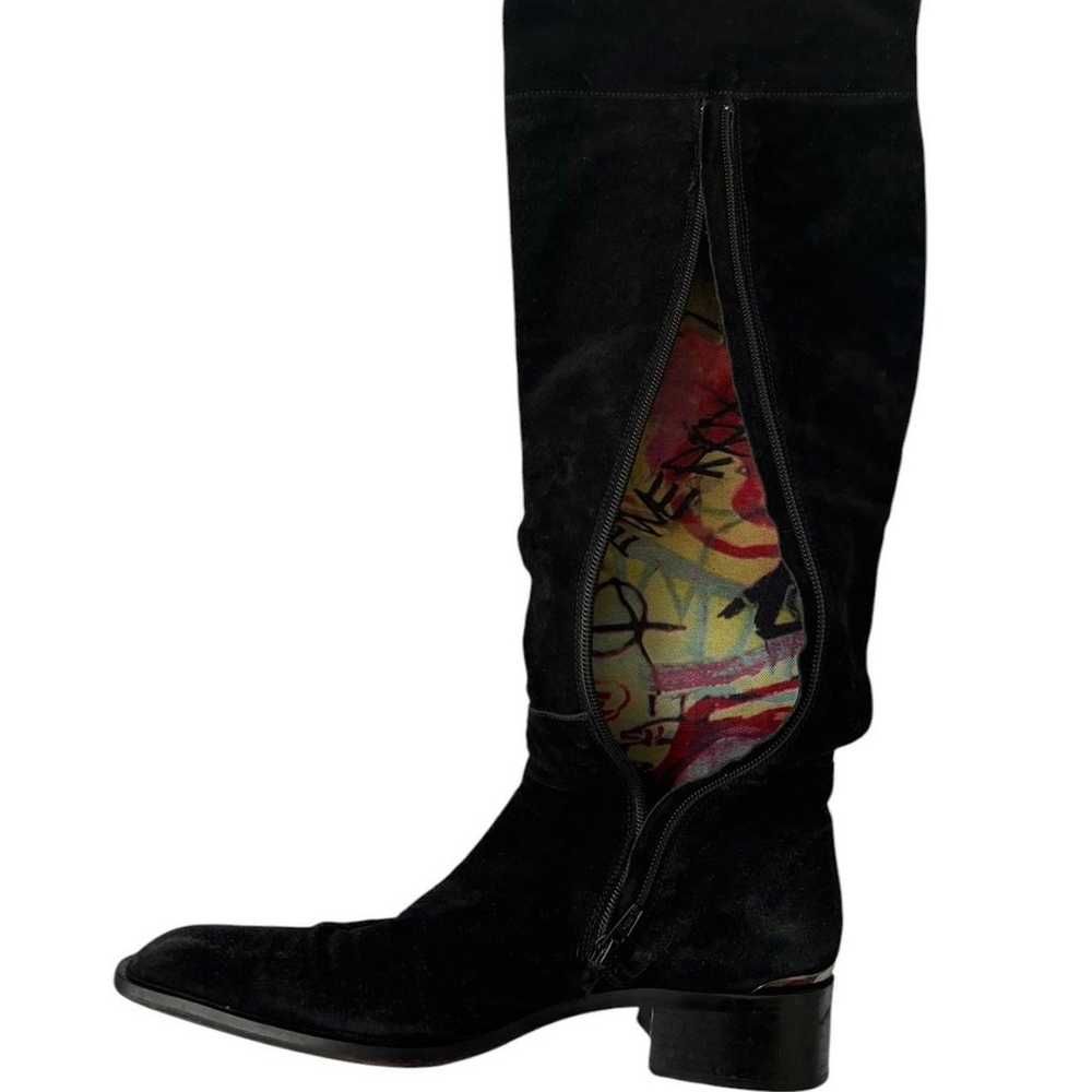 Aquatalia Black suede knee-high boots with real f… - image 6