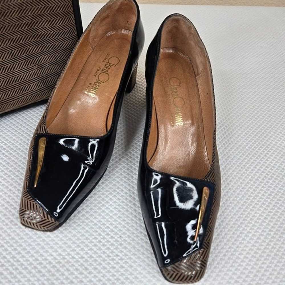 Vintage 60s Mod Patent Leather Shoes Size 6 Black… - image 3