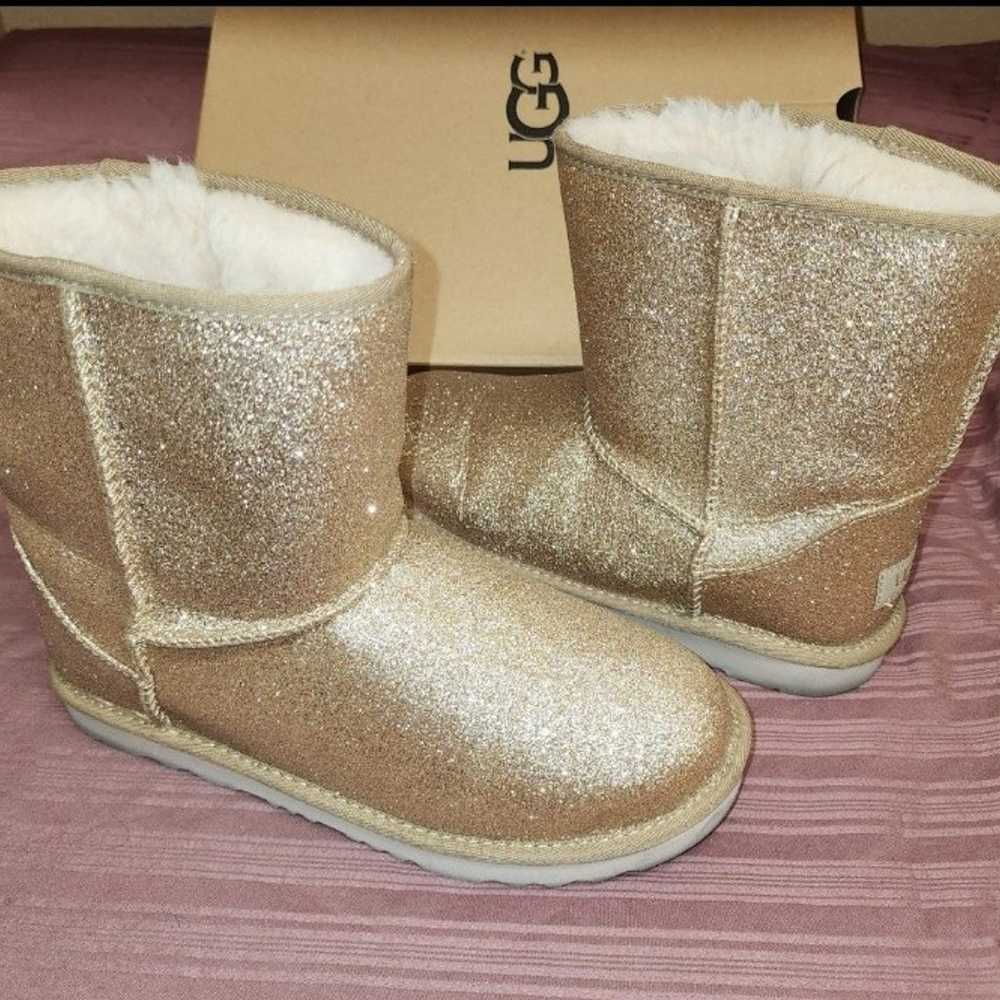 Classic UGG Gold Glitter Boots Girls Size 6 Women… - image 2