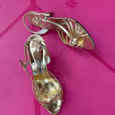 KNOTTED Slingback Sandal Gold Metallic 100% genui… - image 1