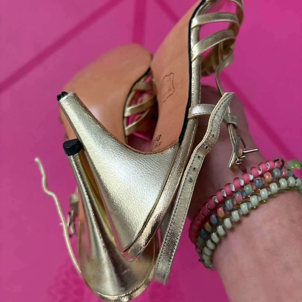 KNOTTED Slingback Sandal Gold Metallic 100% genui… - image 8