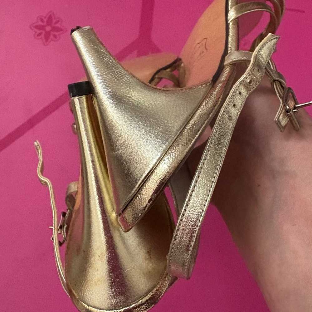 KNOTTED Slingback Sandal Gold Metallic 100% genui… - image 9