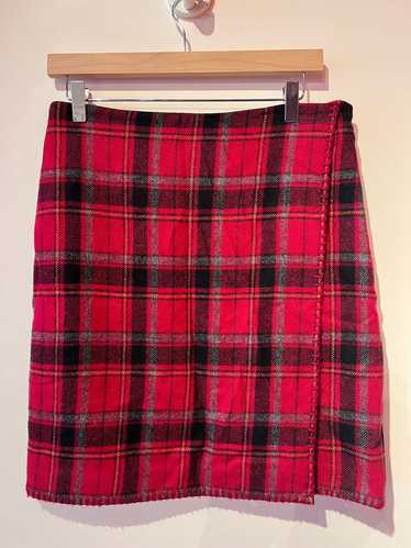 Plaid Wool Wrap Skirt