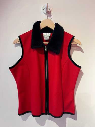 Fur Collared Red Vest