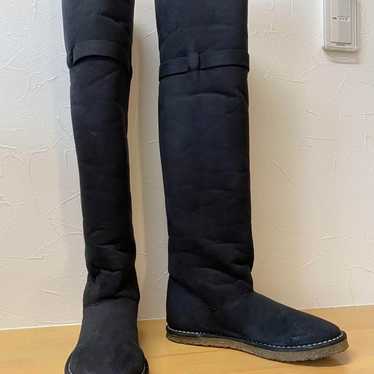 Excellent condition black thigh-high boots with b… - image 1