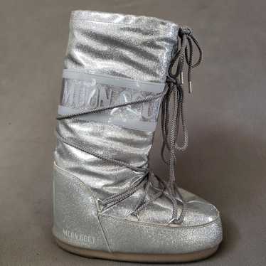 MOON BOOT Icon Glitter Boot in Silver Size 35/38 E