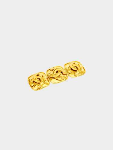 Chanel 1994 Gold Triple CC Logo Brooch