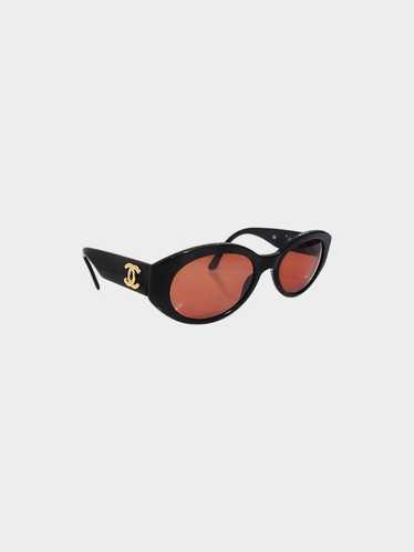 Chanel 1990s Black and Brown CC Round Sunglasses