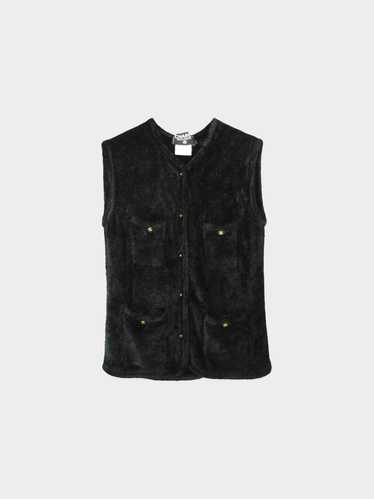 Chanel FW 1995 Rare Black COCO Mark Velvet Vest