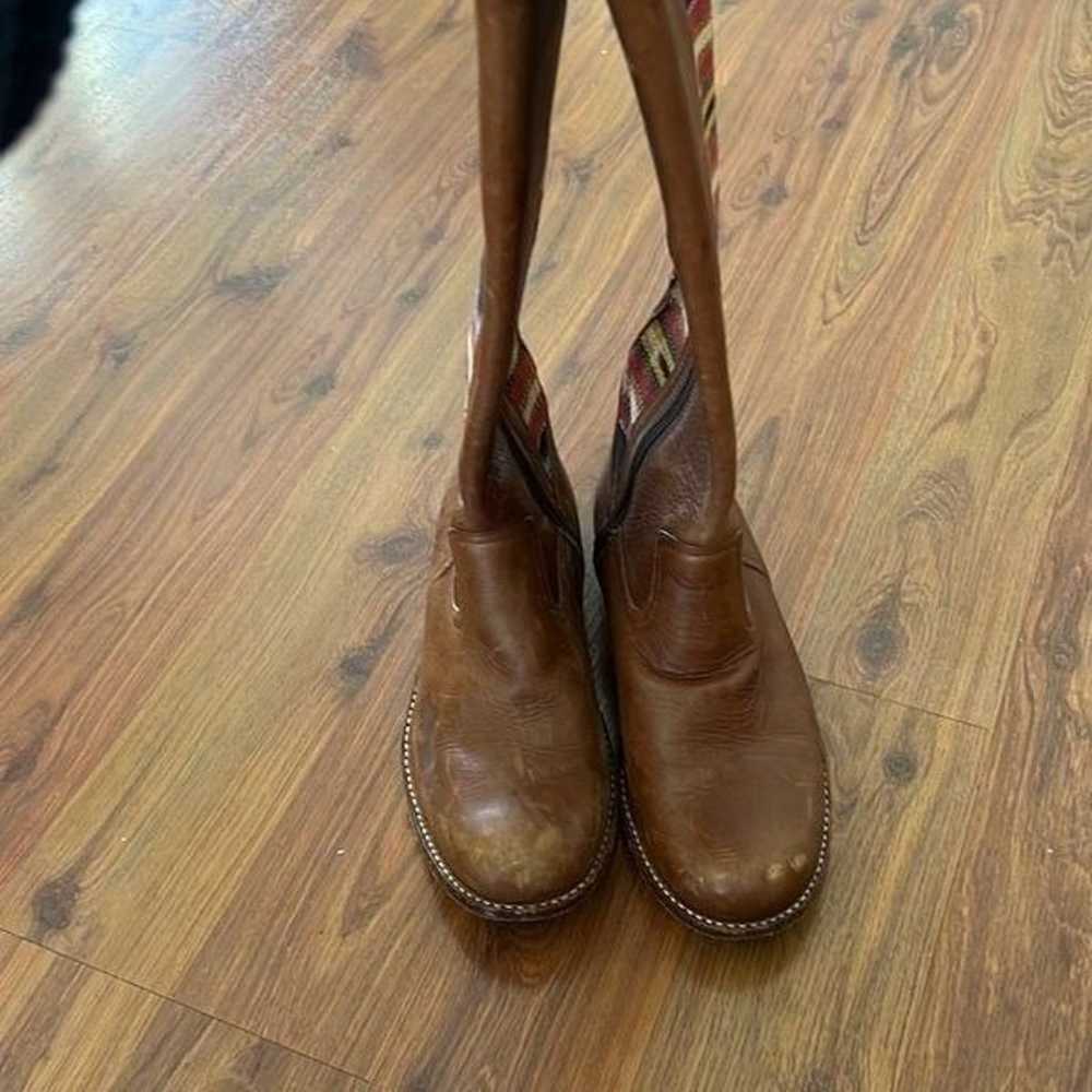 Teysha artisan rugged tan leather boots with embr… - image 3