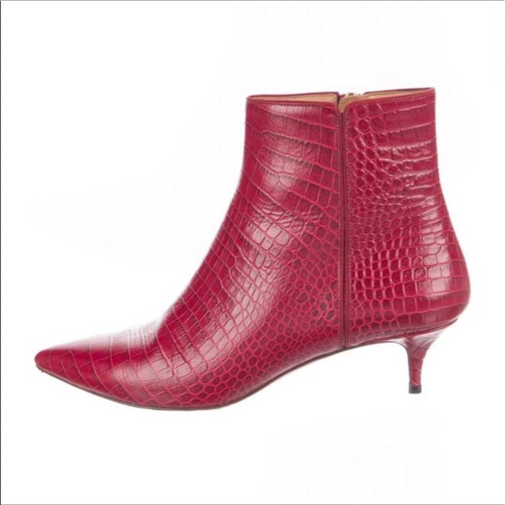 Aquazzura Embossed Red Leather Chelsea Ankle Boot… - image 5