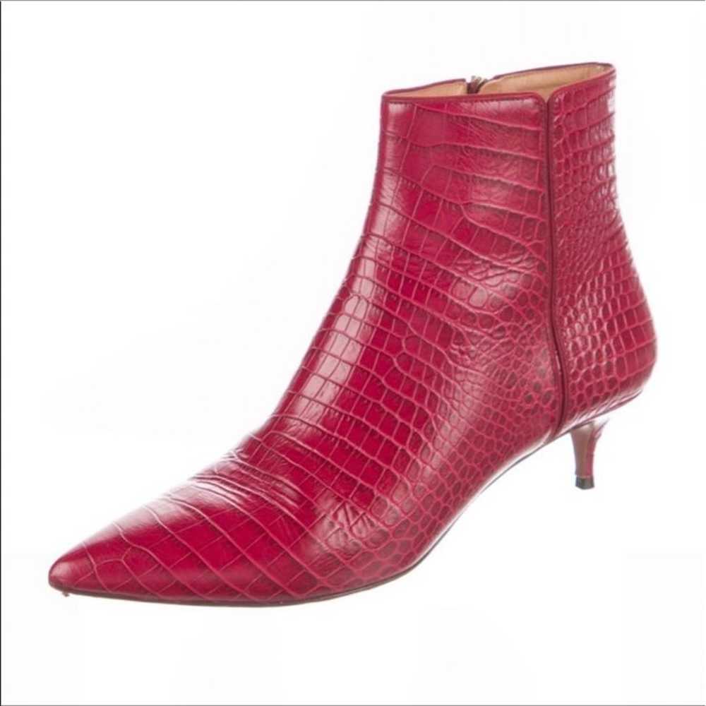 Aquazzura Embossed Red Leather Chelsea Ankle Boot… - image 6