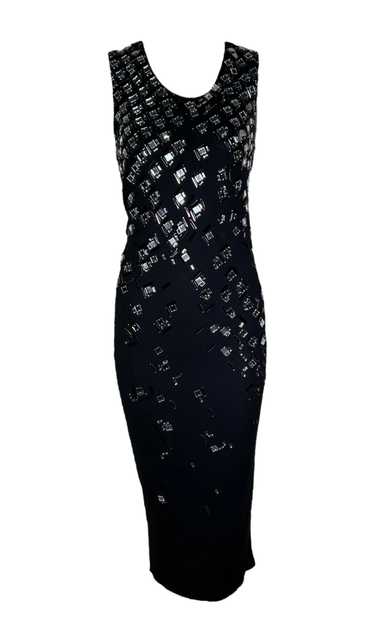 Lanvin Black Sleeveless Knit Gown w/Mirror Appliqu