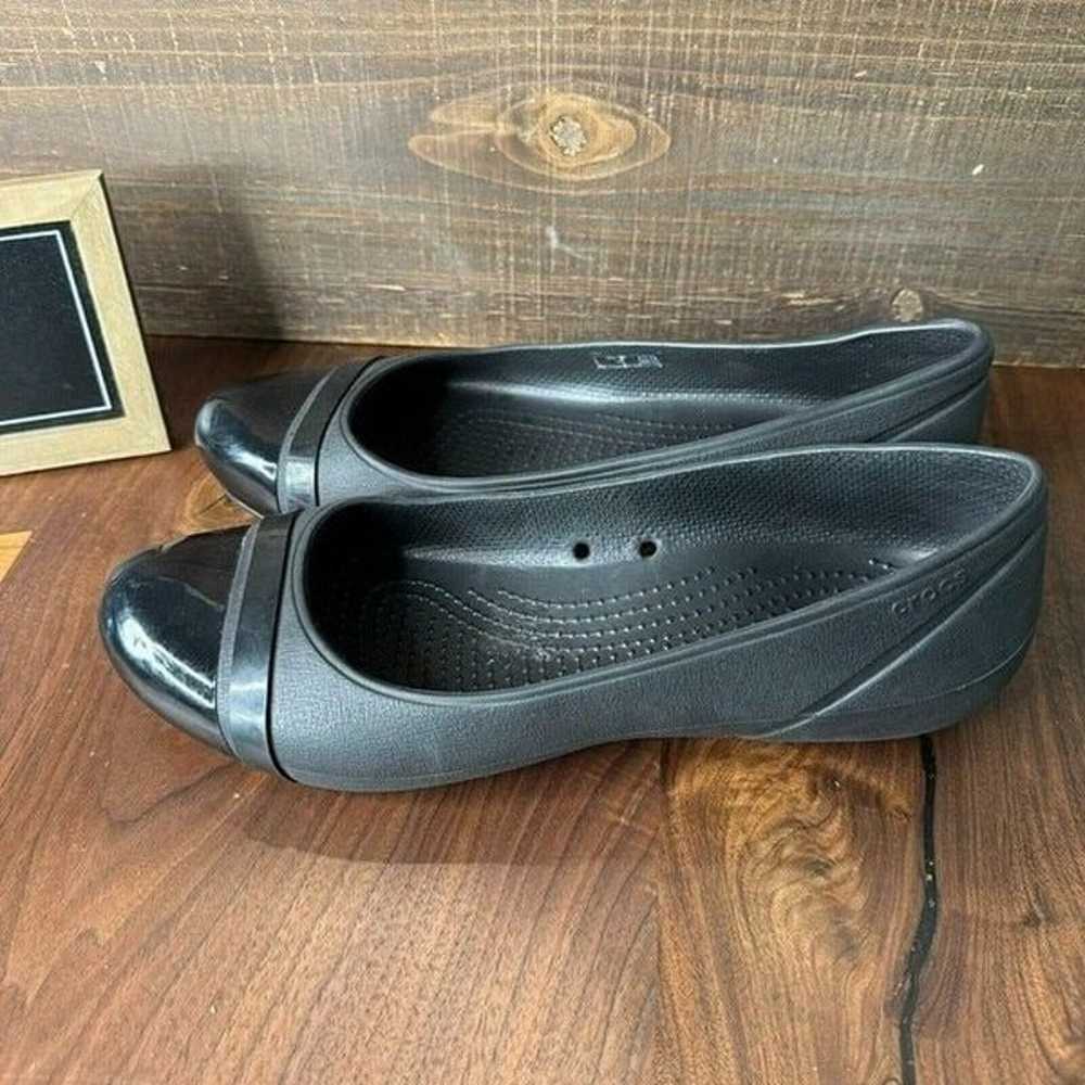 Womens Crocs Black Comfort Cap Toe Ballet Flats S… - image 2