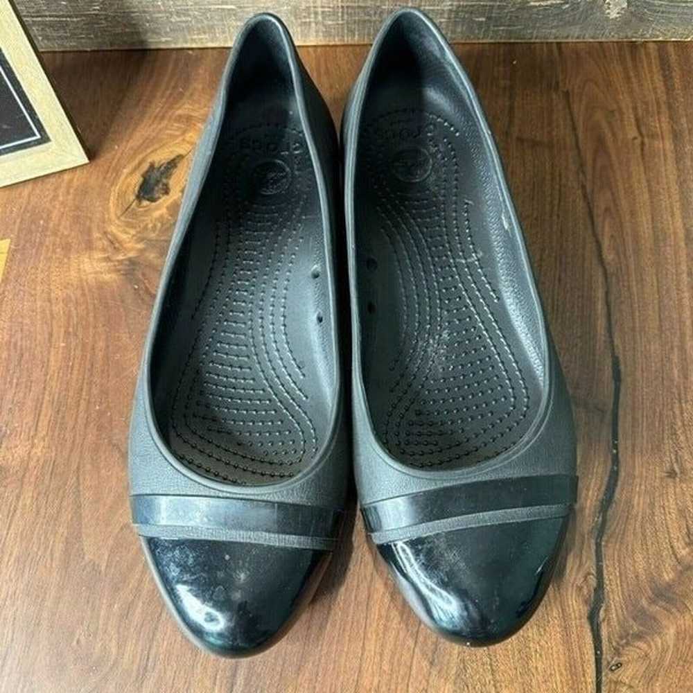 Womens Crocs Black Comfort Cap Toe Ballet Flats S… - image 3