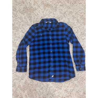 Woolrich Woman’s Blue and Black Plaid Flannel But… - image 1