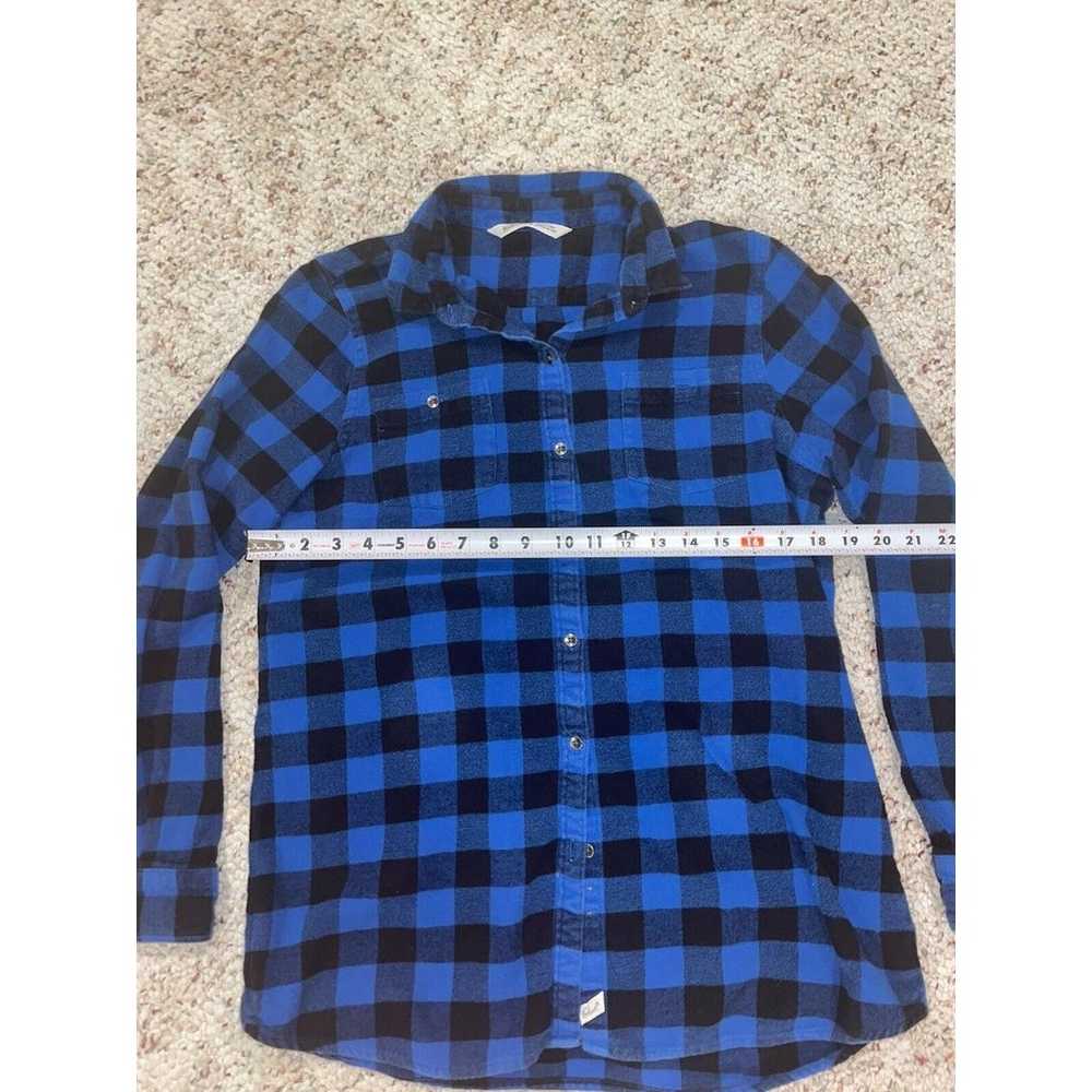 Woolrich Woman’s Blue and Black Plaid Flannel But… - image 5