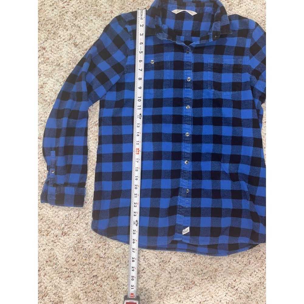 Woolrich Woman’s Blue and Black Plaid Flannel But… - image 7