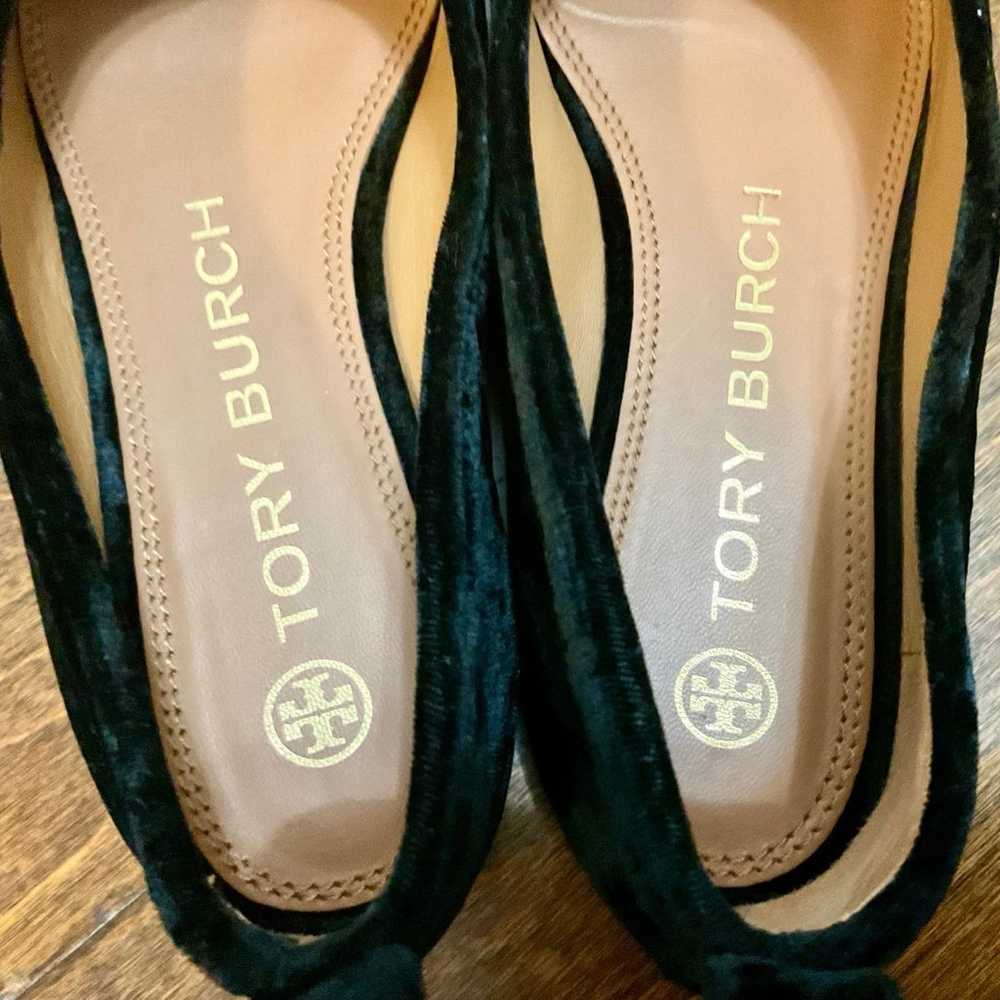 Tory Burch Eleanor Crystal Ballet Flats Velvet Bl… - image 8