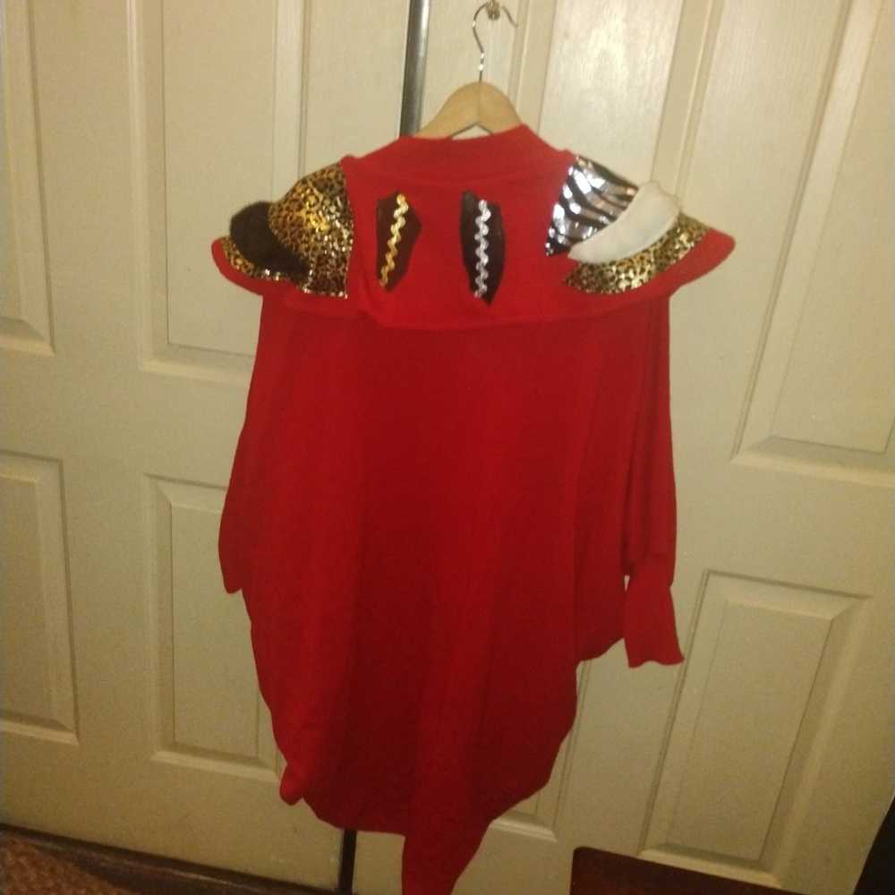 vintage sweater 80s or 90s red shoulder pads card… - image 5