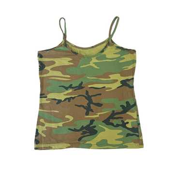 Vintage 90s Y2K Rothco Green Camo Tank Top Street… - image 1