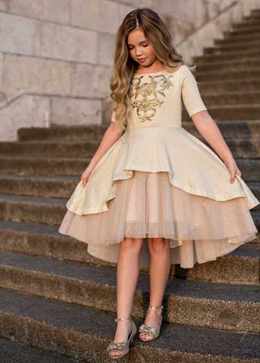 Joyfolie Roselyn Petticoat Dress in Gold