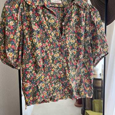 Doen Bel Floral Ohara Print Silk Blouse Top orders