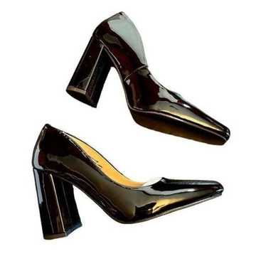 Steve Madden Black Patent Leather Block Heel Size 