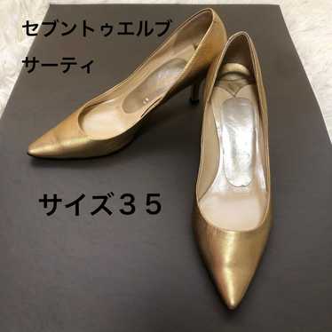 Seven Twelve Thirty Leather Gold Pumps Size 35 22… - image 1