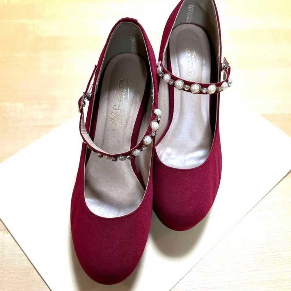 Pumps, heel, red, suede material, size 24.5, for … - image 3