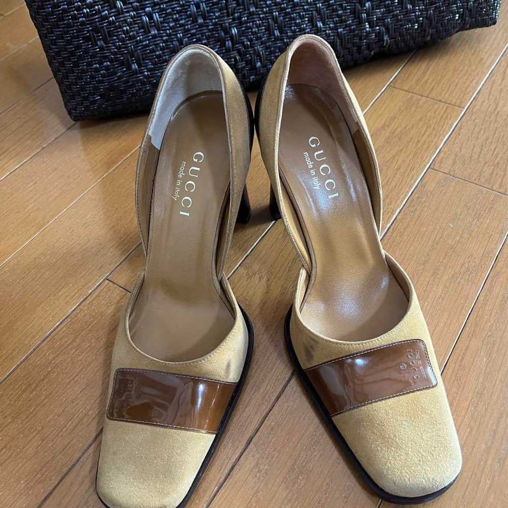 GUCCI* Enamel x Suede Pumps * Beige * Size 36.5C … - image 7