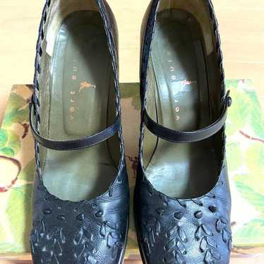 Black leather 7.5cm heel in green Buis - image 1