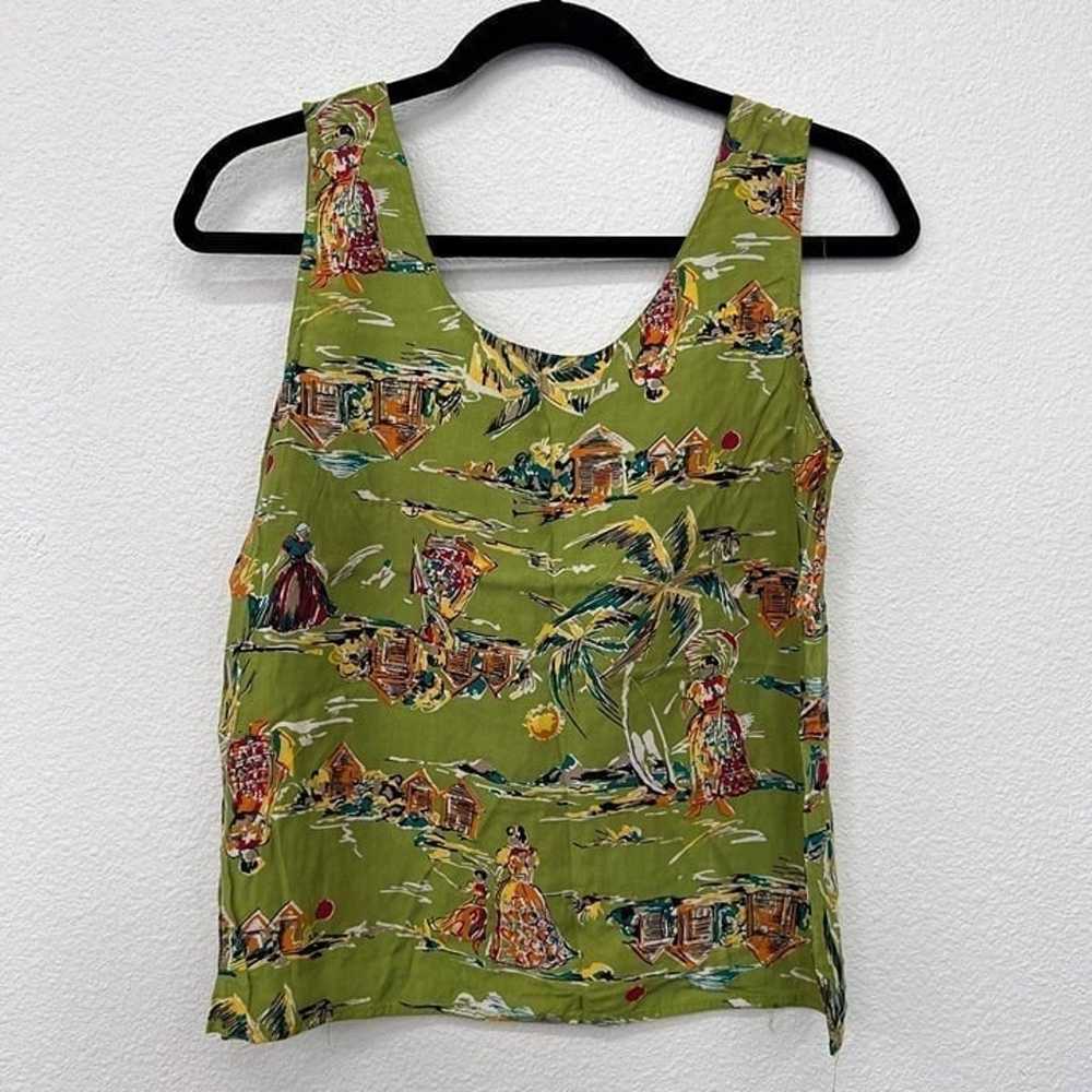 toto n ko vintage green sleeveless tropical print… - image 2