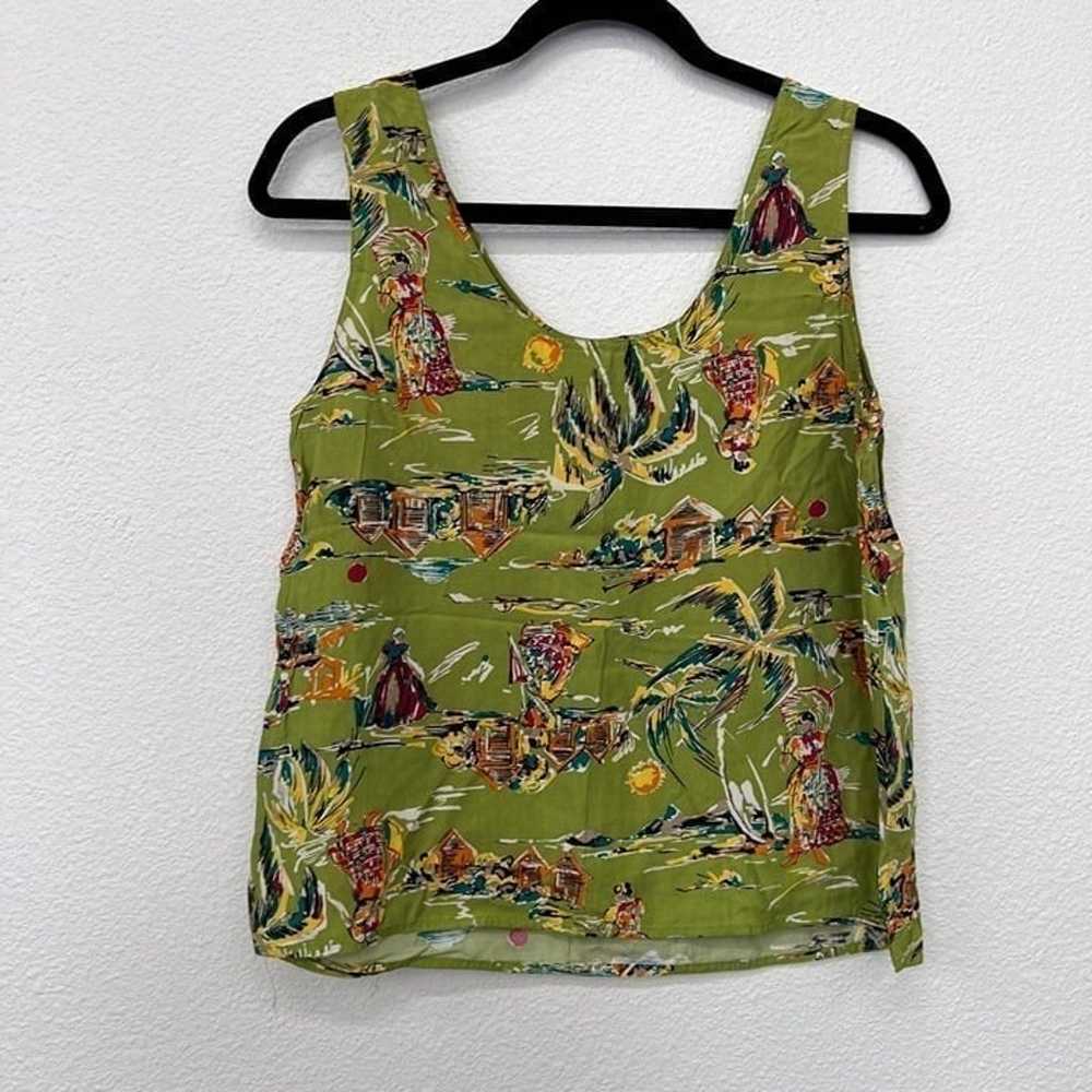 toto n ko vintage green sleeveless tropical print… - image 6