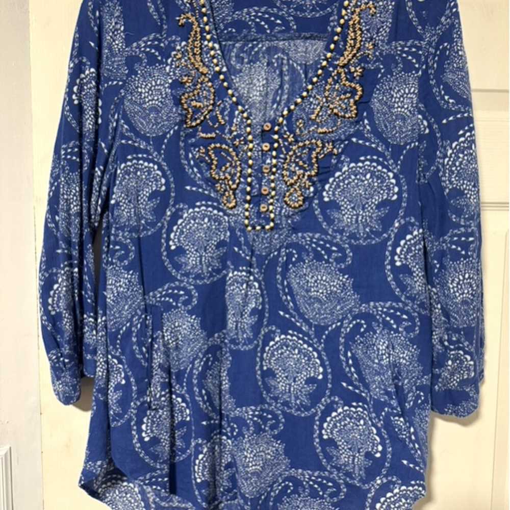 Lucky Brand boho tunic peasant top size medium - image 2