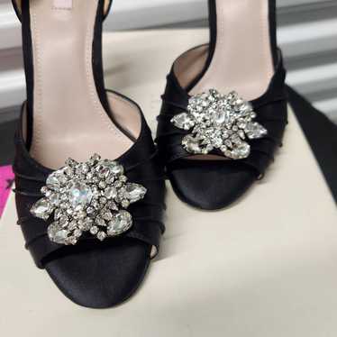 Formal Glint Black Peep Toe Rhinestone Embellishm… - image 1