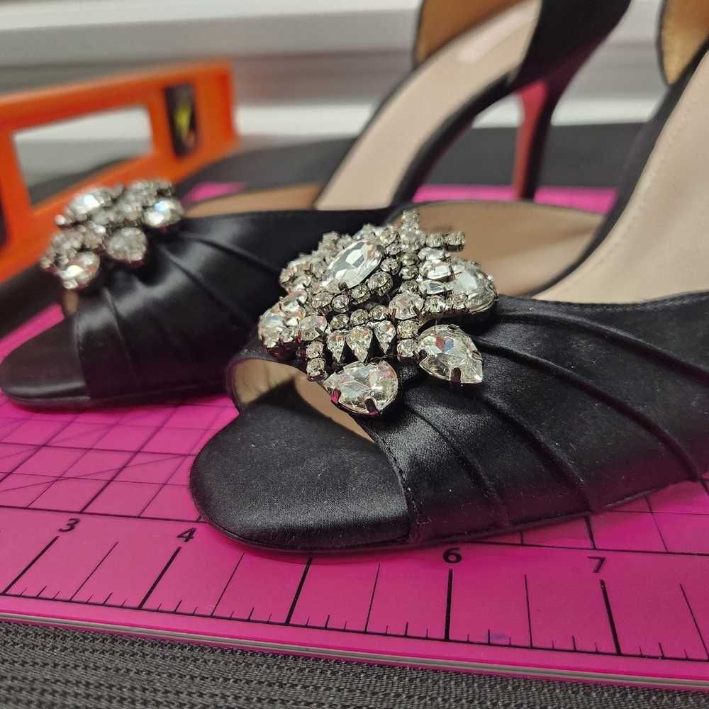 Formal Glint Black Peep Toe Rhinestone Embellishm… - image 3