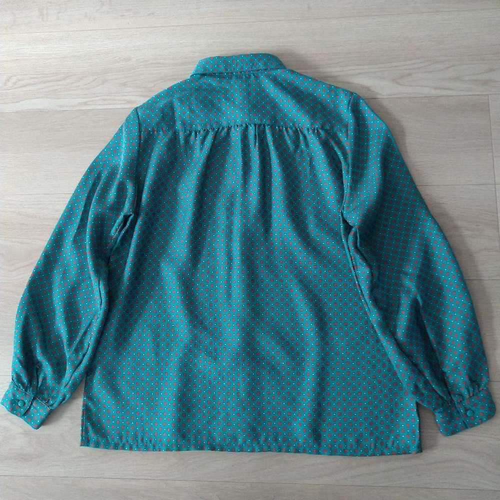 Vintage Retro Blouse Green with Small Floral Patt… - image 5