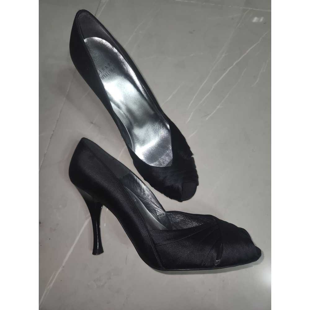 Stuart Weitzman satin black dress heels pumps 9 - image 2