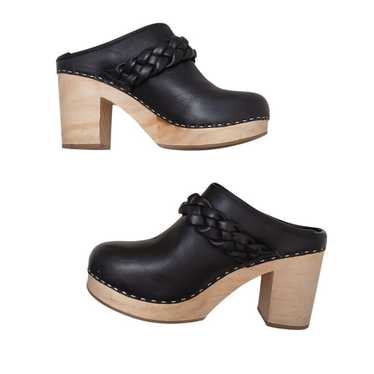 Dolce Vita Black Leather Hila Wooden Clogs Sz 8 B… - image 1