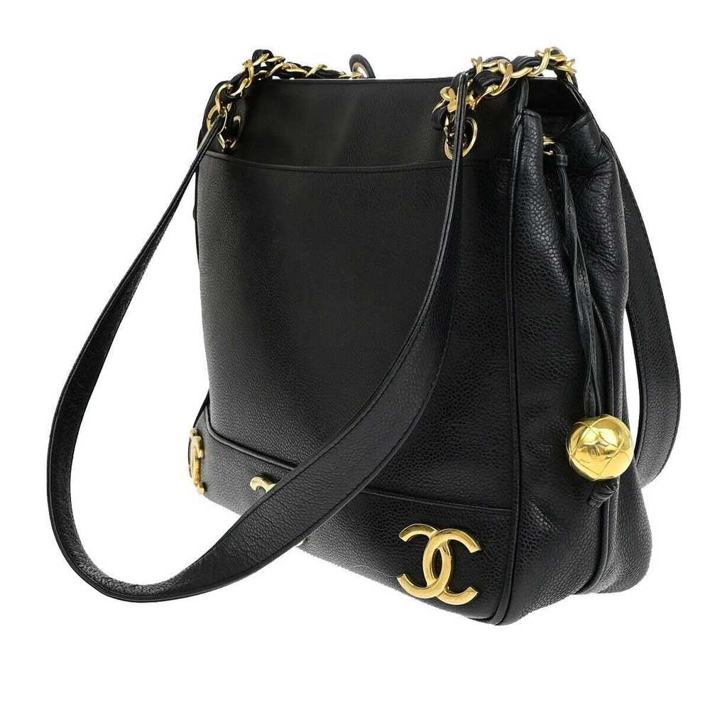 Chanel Triple Coco Black Leather Shoulder Bag (Pr… - image 3