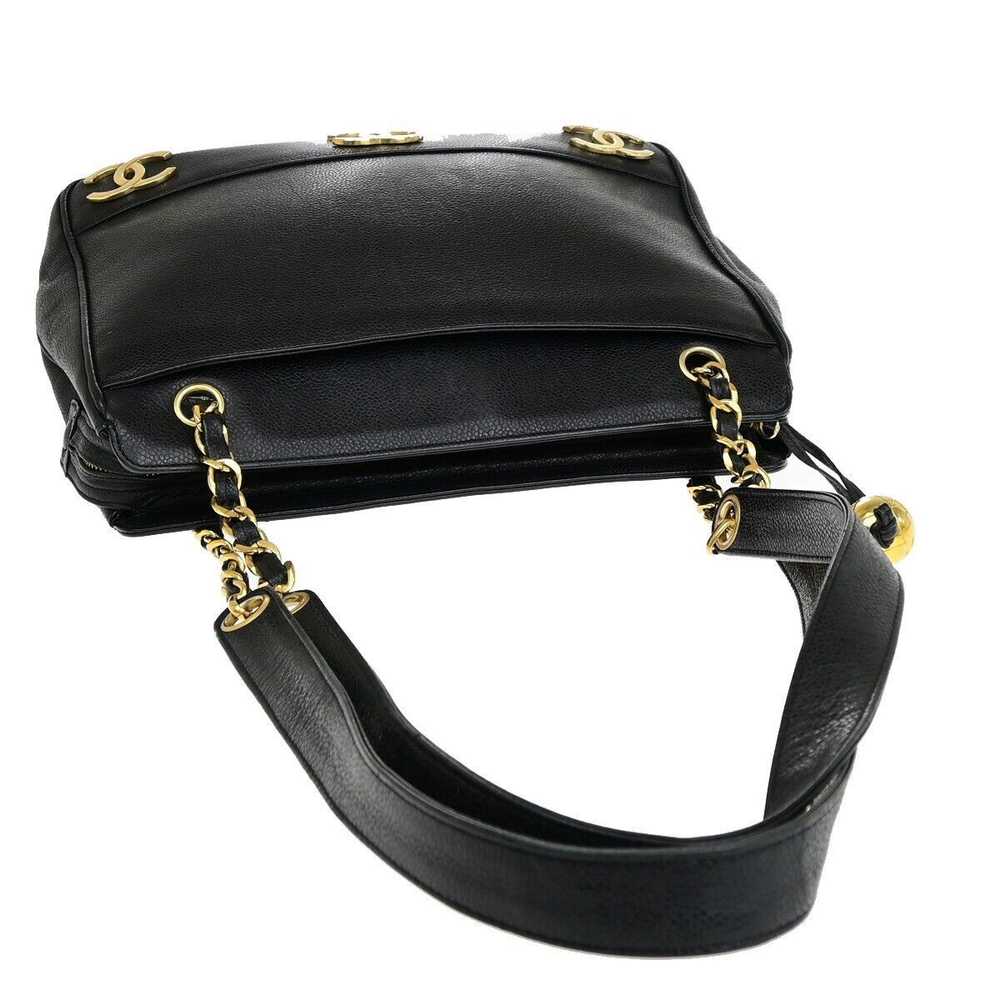 Chanel Triple Coco Black Leather Shoulder Bag (Pr… - image 5